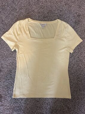 On 34th Lemon Ribbed Square-Neck Short Sleeve Tee
